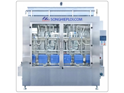 Máy chiết thuốc trừ sâu thùng 5-30kg 6 đầu công suất 400 thùng/h