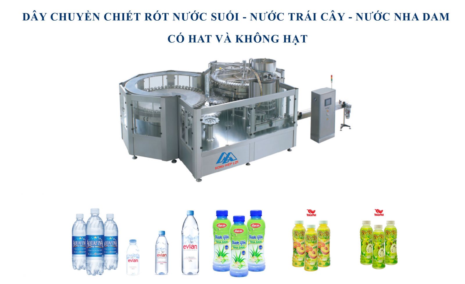 Dây chuyền chiết rót 3 trong 1 chai nước suối chai Pet